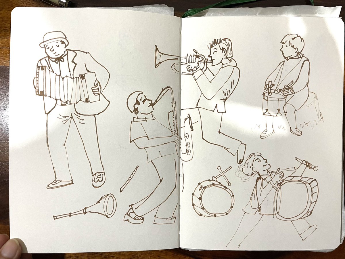 DibbaRangeen's tweet photo. Sketchbook entries lately!
Sketching musicians and dancers with a dip pen is my favourite thing to do!
#sketchbook #kidlitartist https://t.co/y85L2Xl60o