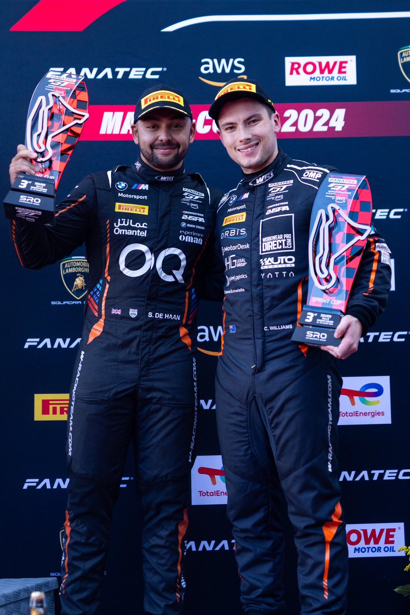 followWRT's tweet photo. DOUBLE PODIUM FOR TEAM WRT AT MAGNY-COURS🏆

#32’s Charles and Dries take P2 overall as the flag dropped on race 2, as #30’s Calan and Sam round off the Silver Cup podium.

Both duos hold onto their respective Championship lead going into the finale!

#WRT #GTWorldChEu #FanatecGT https://t.co/Mai75tdrDi