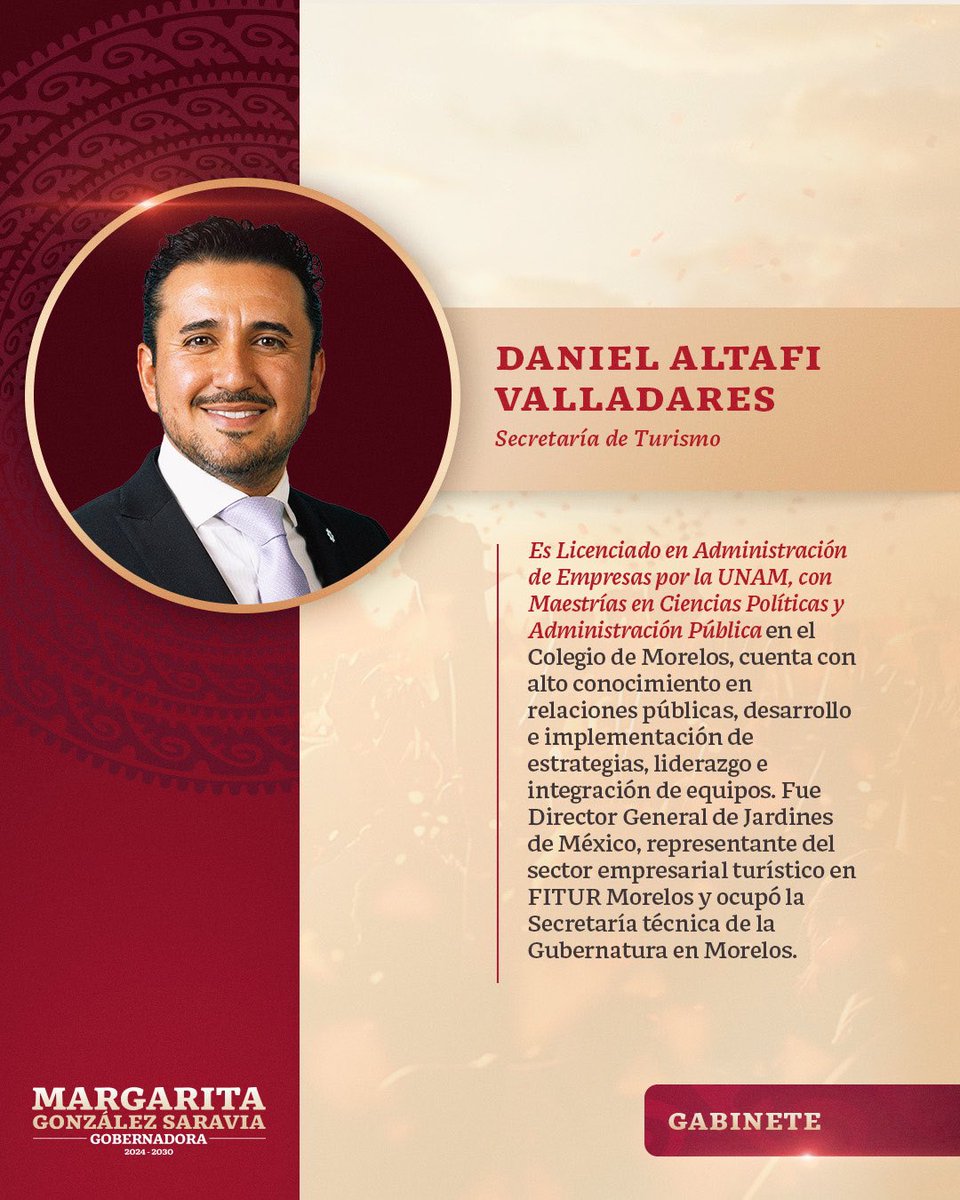 Daniel Altafi Valladares ha demostrado a lo largo de su trayectoria un gran manejo de equipos de trabajo, logrando potenciar las habilidades de sus integrantes y creando espacios con las mejores condiciones para potenciar el desarrollo humano. Te deseo el mayor de los éxitos,