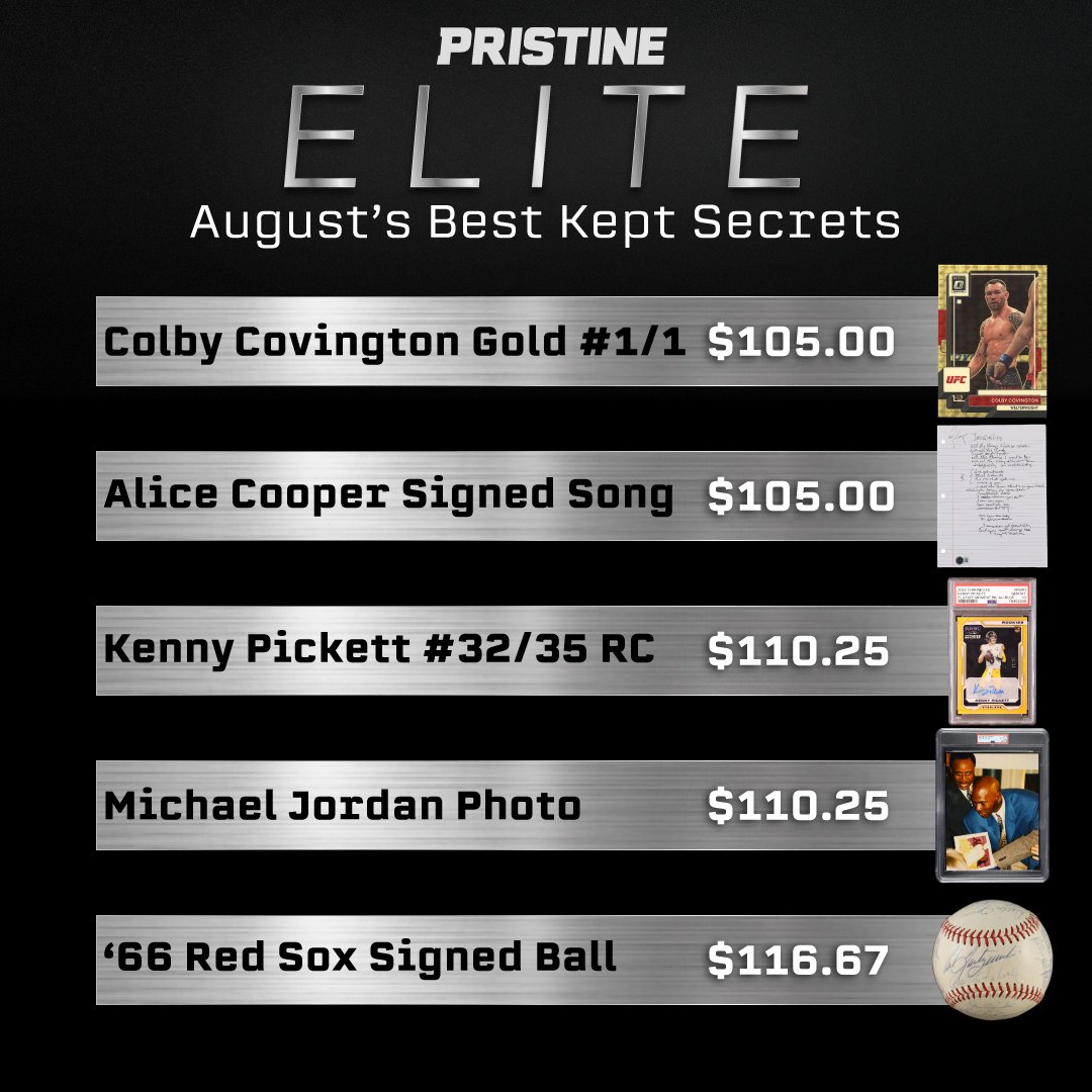 PristineAuction's tweet photo. The premium items with the most bids in our August Pristine Elite Auction vs. the best-kept secrets 🤫📊 There's still time to bid in the August Pristine Elite Auction closing tonight! https://t.co/3xsHybv6fM

#RareMemorabilia #HighEndCollectibles #ExclusiveAuction #PremiumCollectibles #InvestmentGrade #EliteMemorabilia #HistoricItems #CollectorsDream #AuctionHouse #OneOfAKind