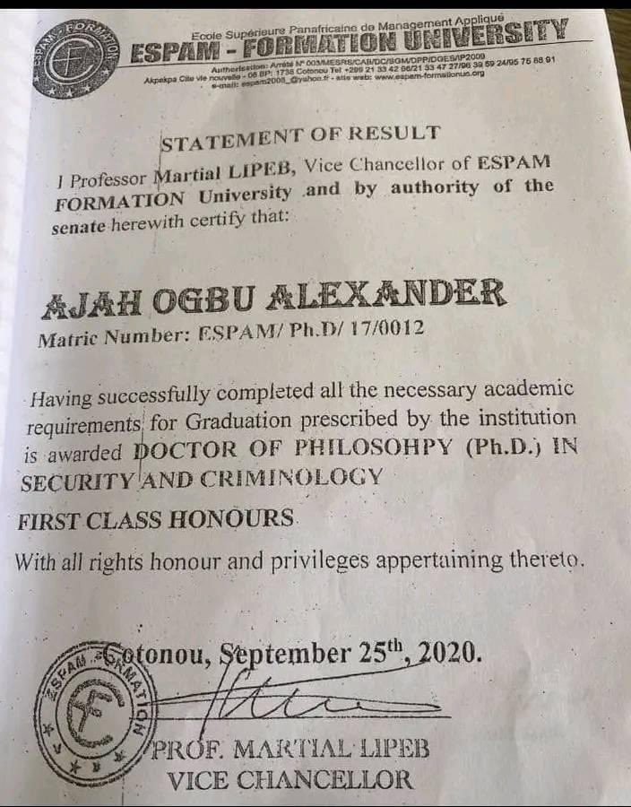 In Cotonou, people can get PhD with First Class Honors 🤦🏻‍♂️😅