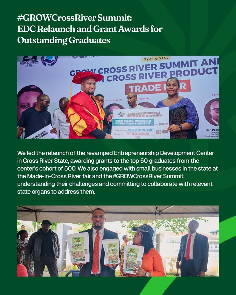 SMEDANGov's tweet image. We had a productive week supporting promising small businesses and entrepreneurs across various sectors, providing essential resources, including knowledge and finance, to drive sustainable growth.

#DirectorsCut
#MSMEProsperity
#GROWNigerian