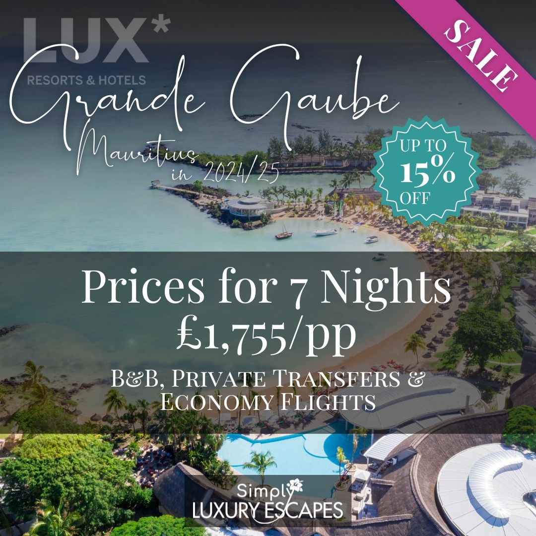 🌟 Discover the charm of Mauritius with our special offer at LUX Grande Gaube! Book your 2024/2025 stay now and enjoy 15% off at this exquisite resort. 🌴✨

#LUXGrandeGaube #Mauritius #ExclusiveOffer #DreamGetaway #BookNow #TravelOffer #HolidayDeals