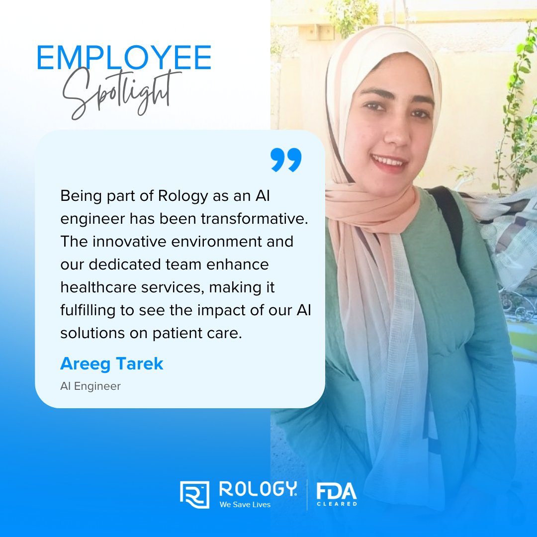 Rology_platform's tweet photo. At Rology, our people are our greatest strength – the driving force behind every success.🌟

Today, we’re spotlighting Areeg Tarek, one of our talented AI Engineers, on how we’re constantly pushing the boundaries of healthcare innovation!

#Rology #WeSaveLives #Teleradiology https://t.co/1nnXZAikqK
