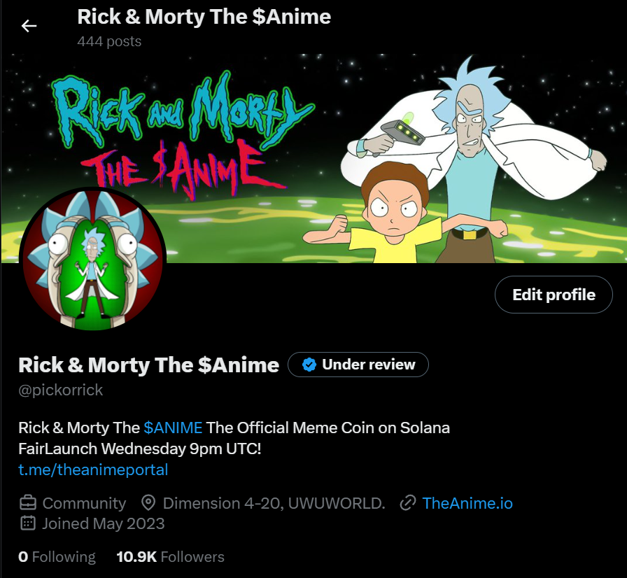 Rick & Morty The $Anime tweet media