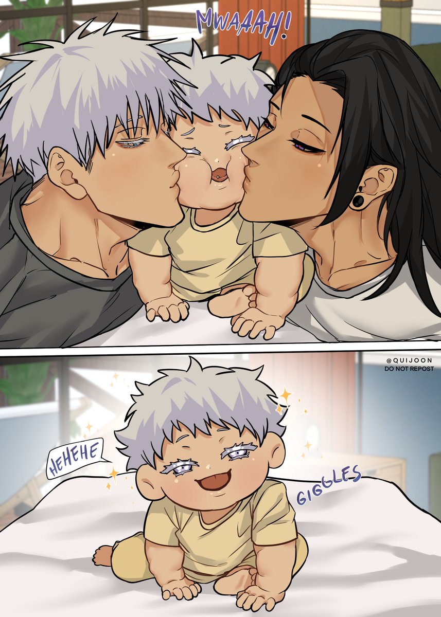 quijoon's tweet photo. SatoSugu Fam AU 6: Squishy Satoshi 😗

Papas’ way to wake the baby in the morning https://t.co/TdOIzcAC53