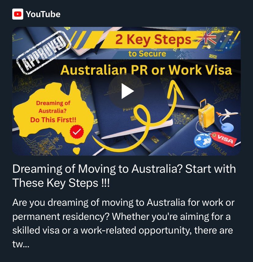 meilliures's tweet photo. Dreaming of Moving to Australia? Start with These Key Steps !!! #Australia #Migration #491Visa #190Visa #189Visa #SkilledMigration

https://t.co/w4XsrGV9vM https://t.co/wepUAIuzQU