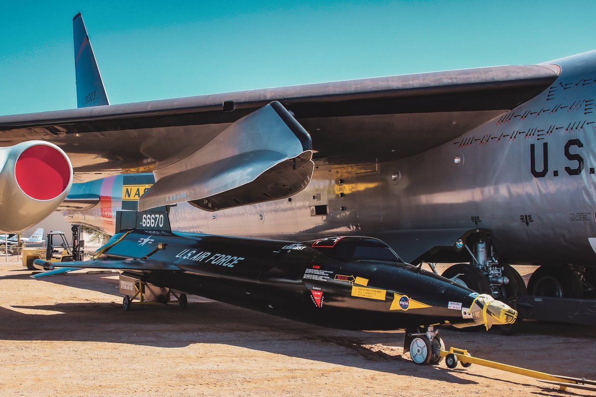 The X-15 replica is now loaded up on the NB-52's pylon. The X-15 program achieved Mach 6.72 (4,534 mph) and an altitude of 354,200 ft