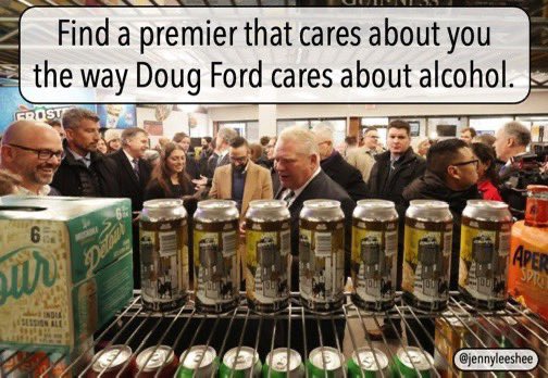 ESL_fairy's tweet photo. I really do wish that Doug Ford cared as much about my child’s health and education as he does about alcohol. 

Meme created by the brilliant @jennyleeshee. https://t.co/9cjHEpRC7i