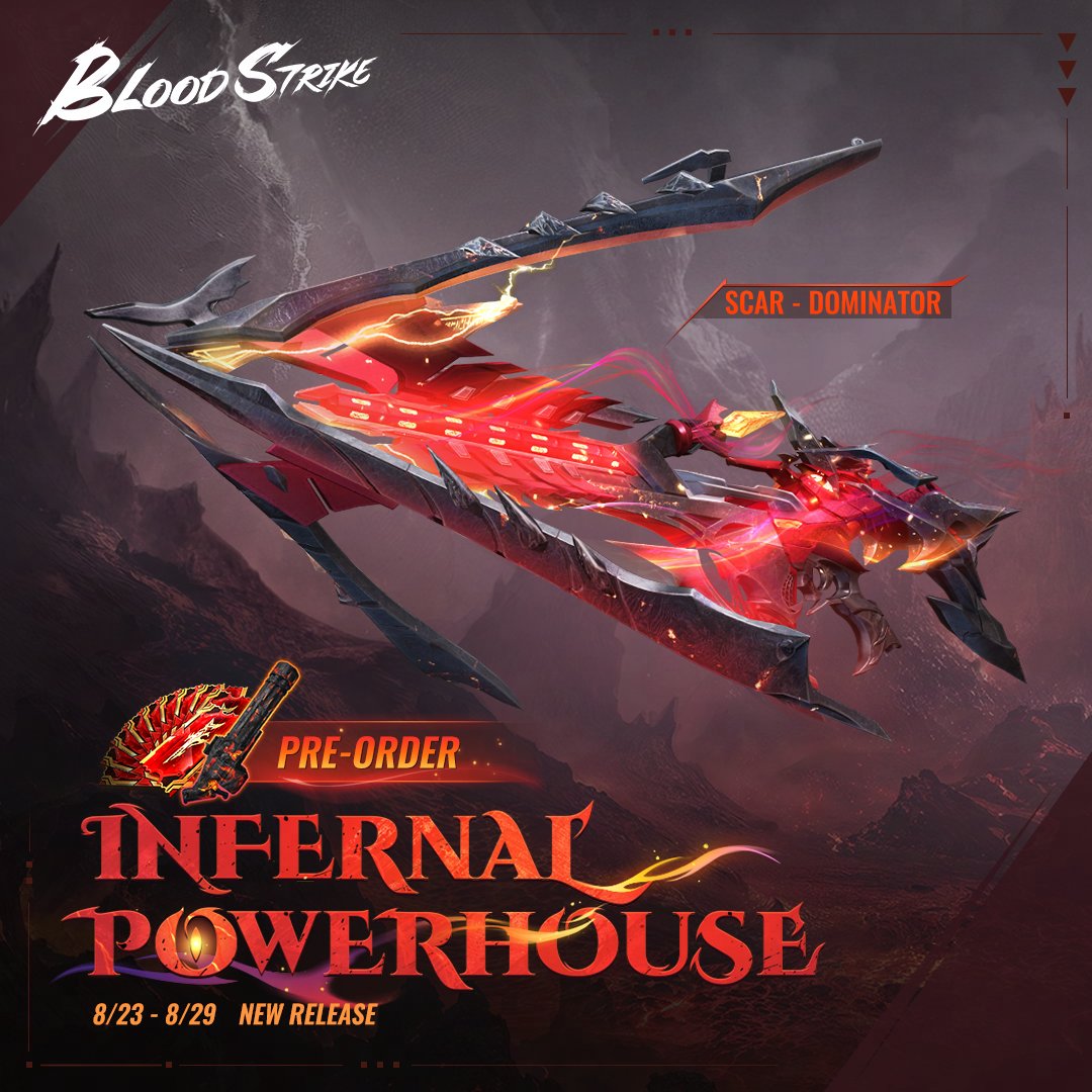 BloodStrikeES's tweet photo. 🔥 eternal[Scar-Dominacion] ah llegado🔥

¡¡Forjado para campeones e impulsado por el valor, aspecto eternal Scar-Dominacion es tu boleto hacia el dominio!!

Reserva del 23 al 29 de agosto, unete y alcanza la gloria!!

¡Toma el mando y sube a la cima!🔥💥
#bloodstrike https://t.co/YUEIhHHCRP