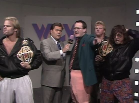 BTT_Podcast's tweet image. ICYMI: We recapped WCW Sat Night on TBS from Feb 6, 1993! The Heavenly Bodies (Stan Lane, Bobby Eaton &amp;amp; @drtomprichard) and Jim Cornette invade Center Stage to confront #BillWatts! Plus, we discuss the passing of #KevinSullivan. That and much more! tinyurl.com/BTTWCWFeb61993