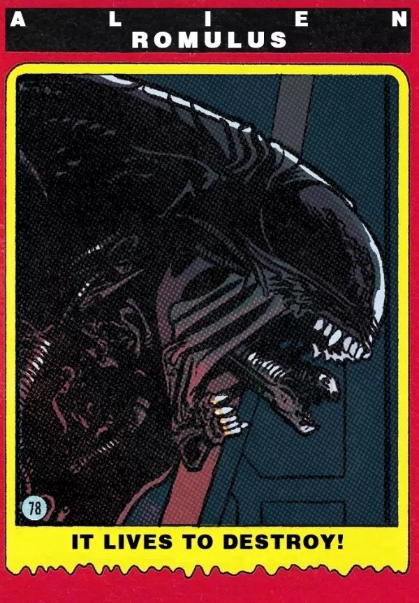 HutesonRoy's tweet photo. IT LIVES TO DESTROY! 
*
Inspired by the the original 1979 Alien Trading card set &amp; @iamfedealvarez homages to the classic set.
*
Would you like to see more of these from me? What's next?
*
#alienromulus #alienday https://t.co/HJz55PdwPf