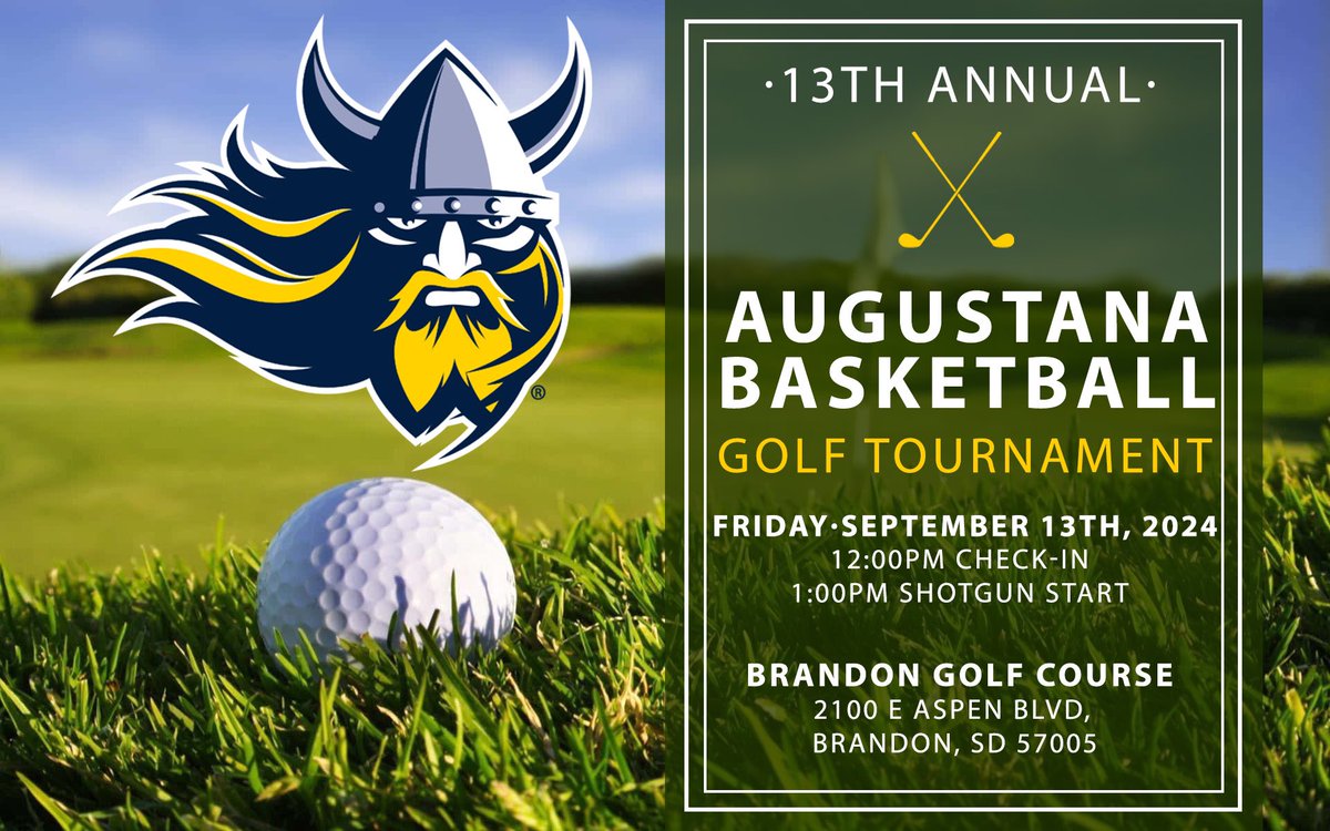 🚨Attention Viking Fans &amp; Alumni🚨

There is still room for a few more teams in our 13th Annual Augustana Men’s Basketball Golf Tournament. Join us for a fun day of golf, food, prizes and learn more about the MBB season ahead! 

Team &amp; Sponsor Sign-Up ⬇️
bit.ly/mbbgolf24