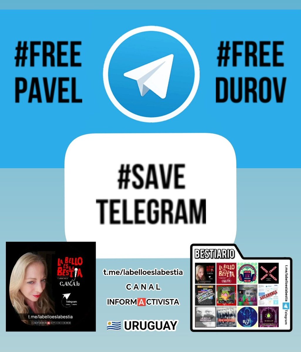 LorenaBELL0's tweet photo. #FREEPAVEL #FREEDUROV #SAVETELEGRAM
#LibertadDeExpresión #SINCENSURA
#Librepensamiento #GRACIASTELEGRAM
🎙️ https://t.co/qfQ36b6VoU
@LorenaBELL0 🇺🇾 #URUGUAY https://t.co/RzePbIf5jA