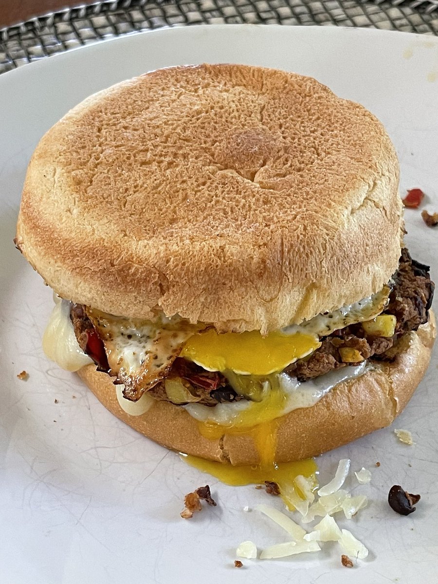 A couple things I value more than anything else in my control are my health and fitness. They enable me to do the things I need &amp; enjoy such as hiking &amp; photography. 

Today’s breakfast of a homemade black bean burger, 2 eggs, cheese &amp; salsa following a 51 min trail run. Protein!