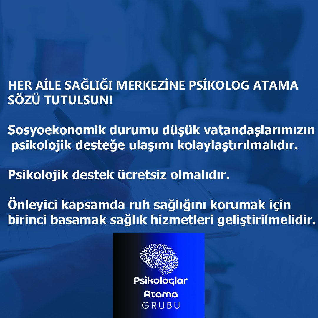 Toplumun psikologlara daha rahat erişim sağlayabilmesi için #herASMyebirpsikolog için #tpddestekver
@gmalkoc <a href="/TPDBilgi/">Türk Psikologlar Derneği</a> <a href="/istanbulTPD/">İstanbul TPD</a>