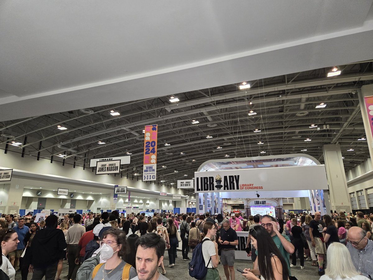 EveryHugoEver's tweet photo. Had a wonderful time at the National Book Festival yesterday! Favorite panel was @EmilyRCWilson and M.A.R. Habib's discussion on translation and their beautiful readings of the Iliad and Qur'an. Thank you to the DC Public Library booth for getting me a library card! - Sam https://t.co/WnU9jmrFJR