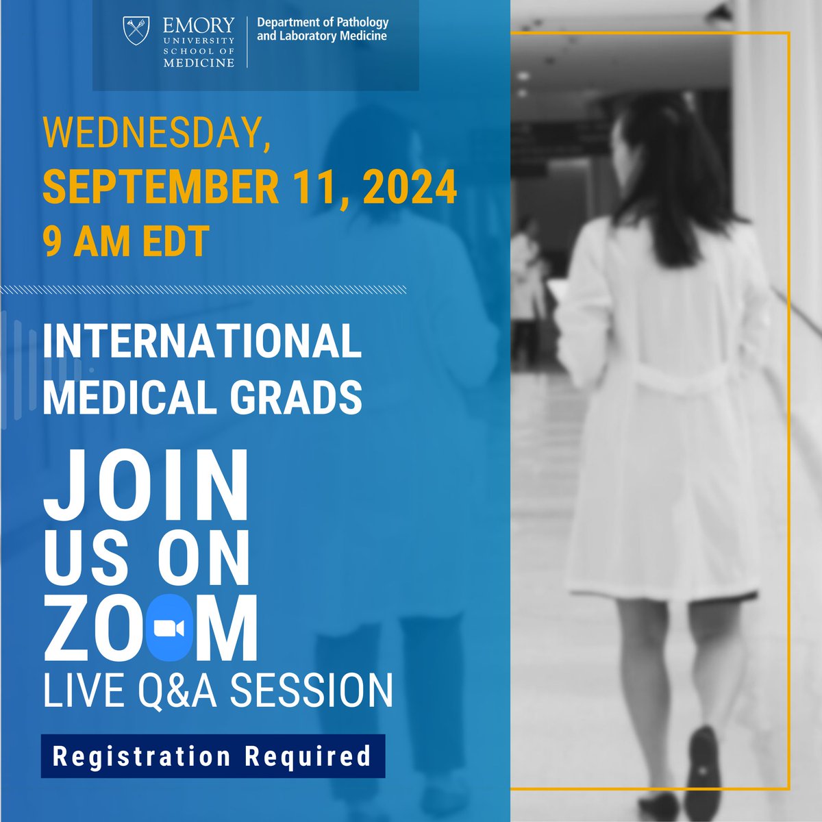 EmoryPathology's tweet photo. 🔬 #EmoryPathology is hosting 3 virtual open house webinars! Join us on 8/28, 9/3, and 9/11. Meet our leaders, chief residents, and more!
Details and registration here ⤵️
https://t.co/4z8DcTe4Rq
#path2path #pathx #Pathtwitter #pathmatch25 #pathmatch2025 #xpath https://t.co/8mYiw4z4Hr