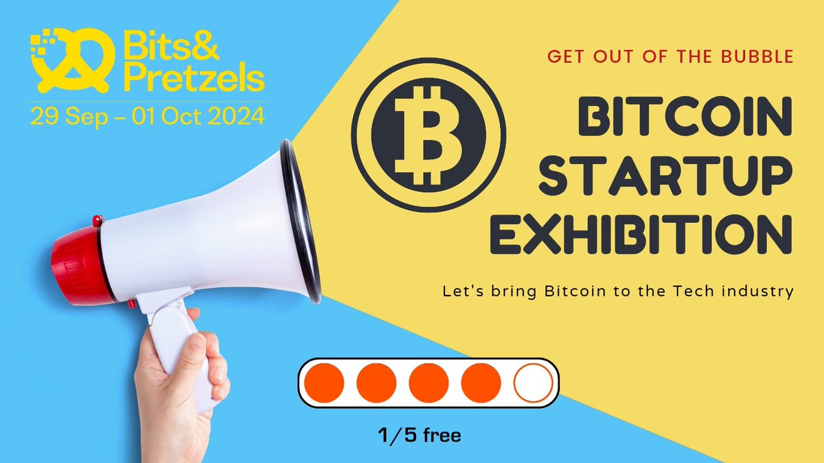Let's get out of the bubble!

At this year's bitsandpretzels.com we some bitcoin (only, no crypto/blockchain) content and an exhibition area for 5 Bitcoin Startups. One of 5 tables is still available.

Join <a href="/TidebinderLN/">Tidebinder</a>, <a href="/OpagoPay/">OPAGO</a>, <a href="/lipa_btc/">lipa</a> and <a href="/21energy_com/">21energy</a> in Munich!
