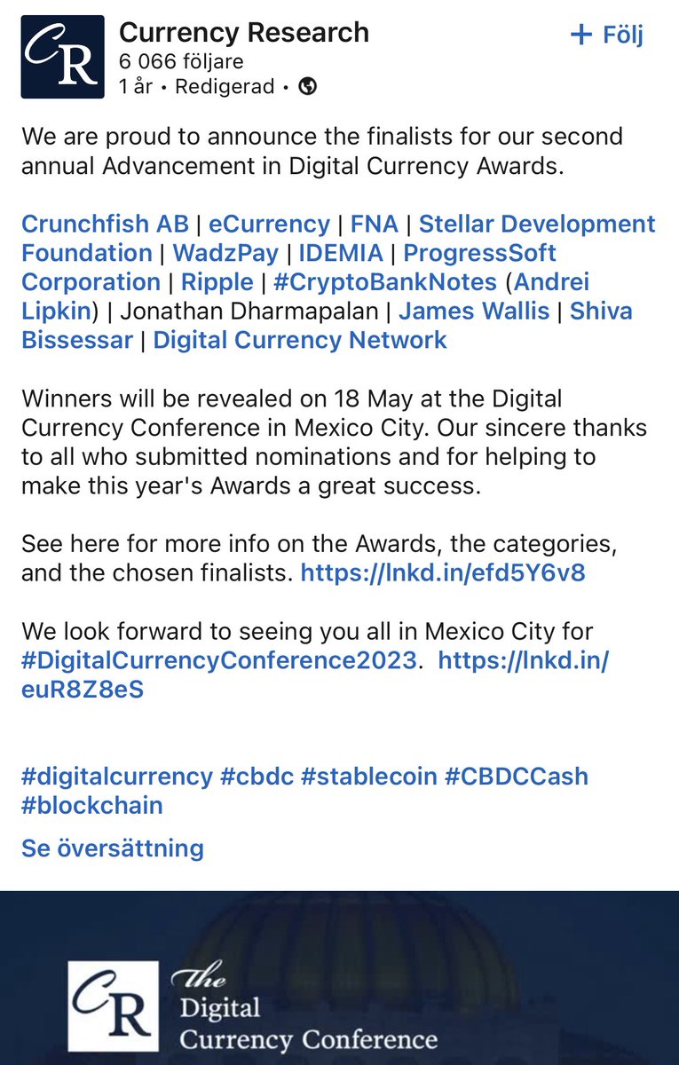 Westman20202's tweet photo. $WTK - $8m MC 💎

Last year @WadzPay was a finalist for  Best Innovation at the Digital Currency Awards, and they were up against $XLM (Stellar) and Currency Network ltd. 

Wadzpay came second, after @StellarOrg 

#WTK $XRP $XDC $QNT $ALGO $HBAR https://t.co/SAf78dX9V1