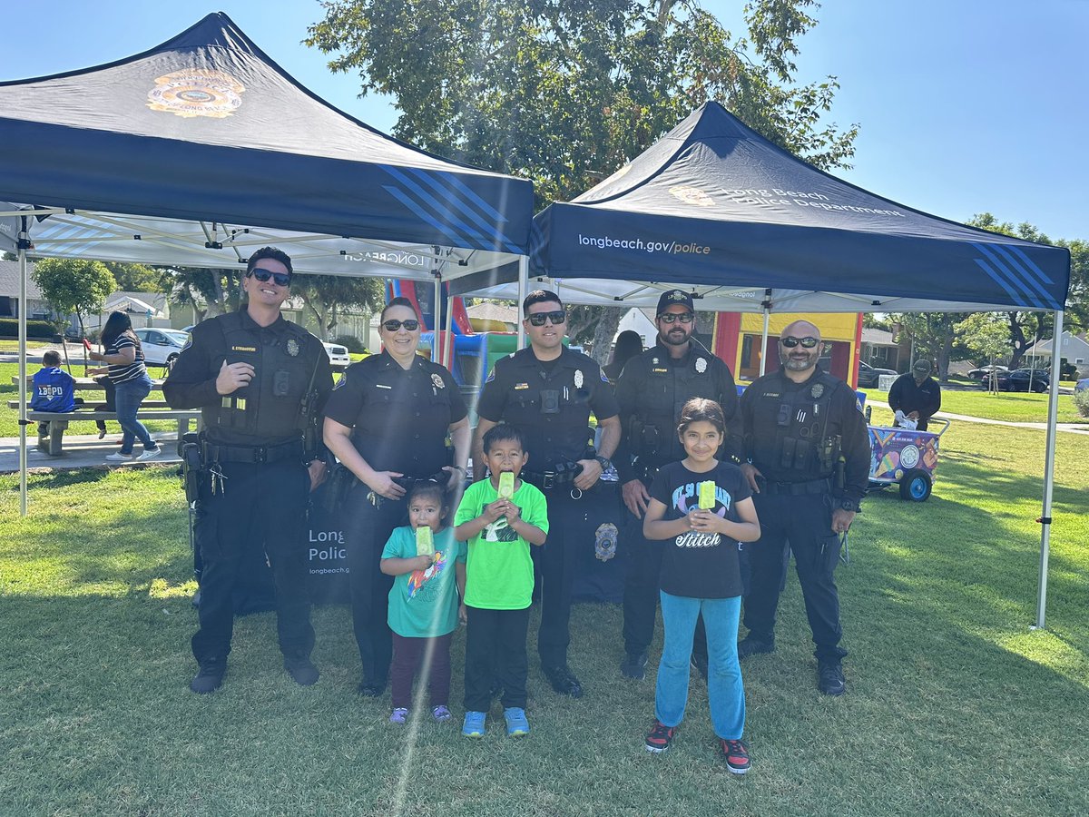 LBPDEast's tweet photo. Come out and join us today at Wardlow Park.  We will heRE today until 2pm.  Free ice cream, face painting and bounce houses with the police.  #LBPD #LBPDEAST https://t.co/mWGIbmaC9i