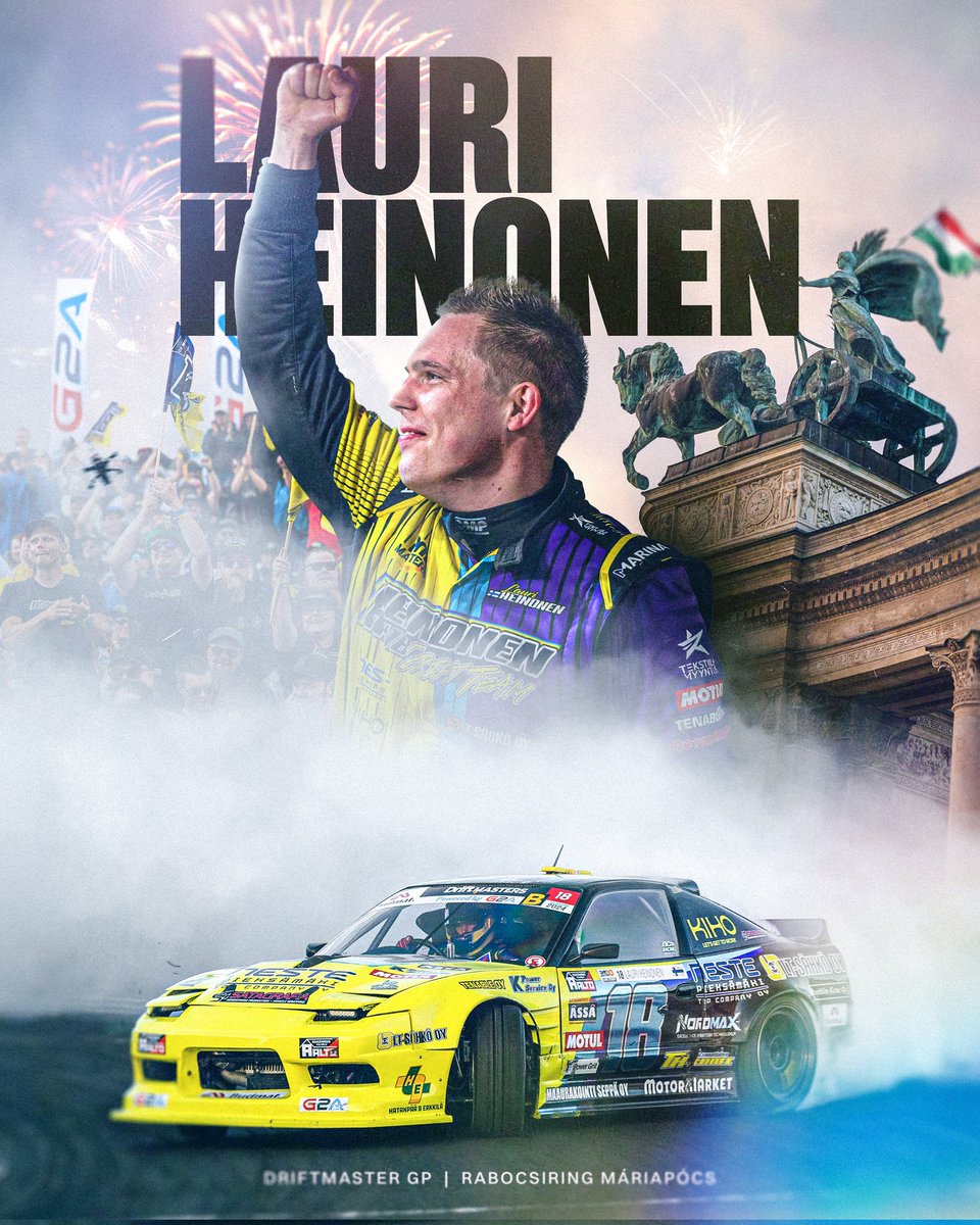ludoviczkn's tweet photo. Lauri Heinonen DMGP round 5 Winner at Rabocsiring Máriapócs! 💨

#smsports #sportsdesign #driftmaster #drift #motorsport https://t.co/KDEgWIvYd0