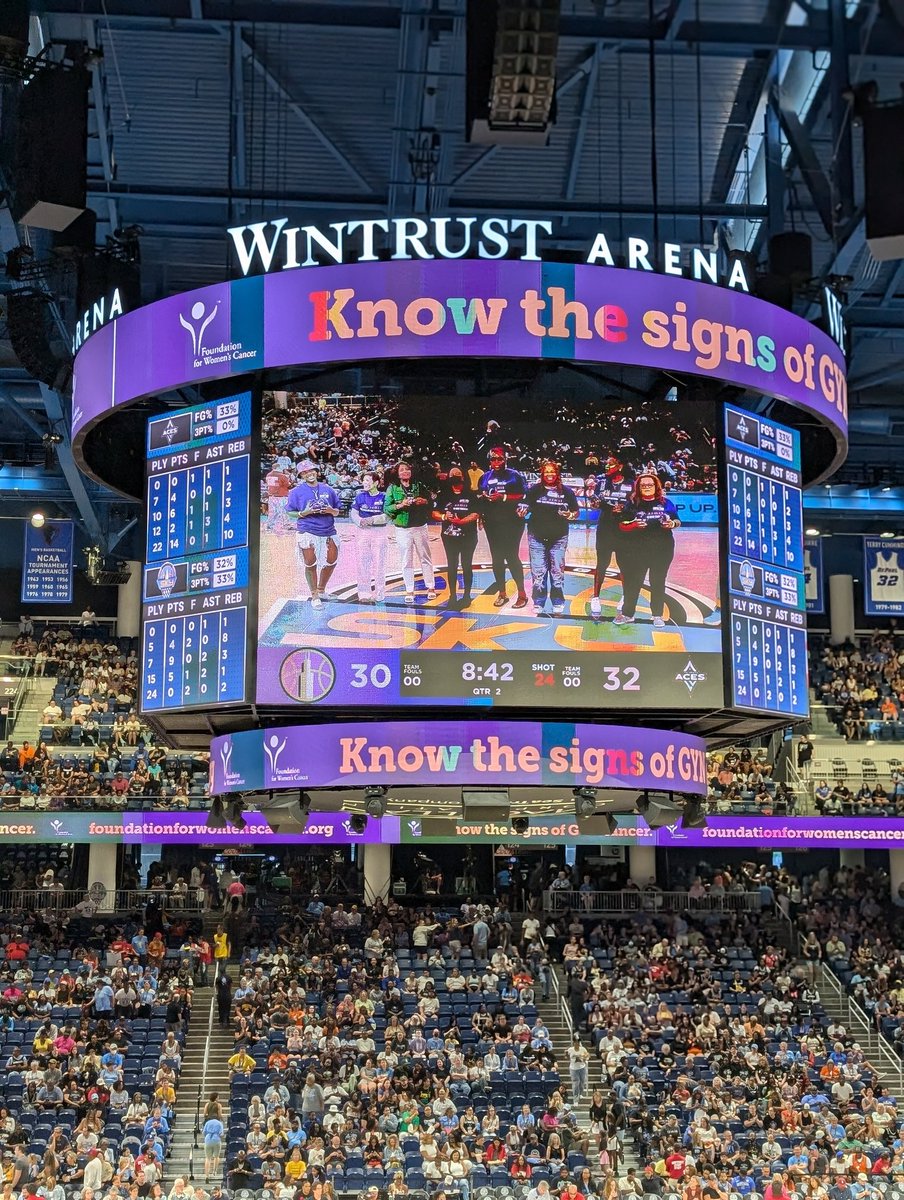 So proud to join my amazing colleagues in raising awareness with <a href="/GYNCancer/">FdtnForWomensCancer</a> today at the <a href="/chicagosky/">Chicago Sky</a> game!!

<a href="/UCCancerCenter/">UChicagoCancerCenter</a> <a href="/UChicagoMed/">UChicago Medicine</a>