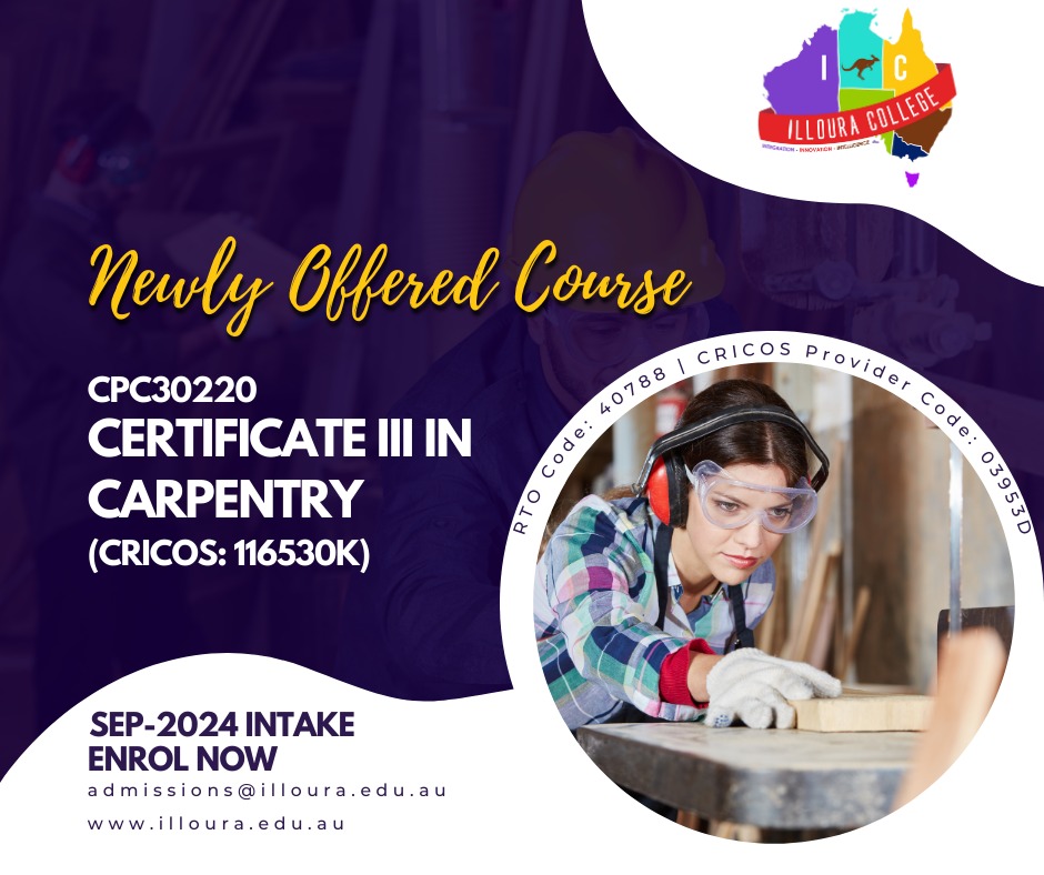 Enroll Students in Our New Course: Certificate III in #Carpentry for September 2024 Intake
illoura.edu.au/bsb40120-certi… 
#IllouraCollege 
#enrolnow 
More Details
admissions@illoura.edu.au
illoura.edu.au