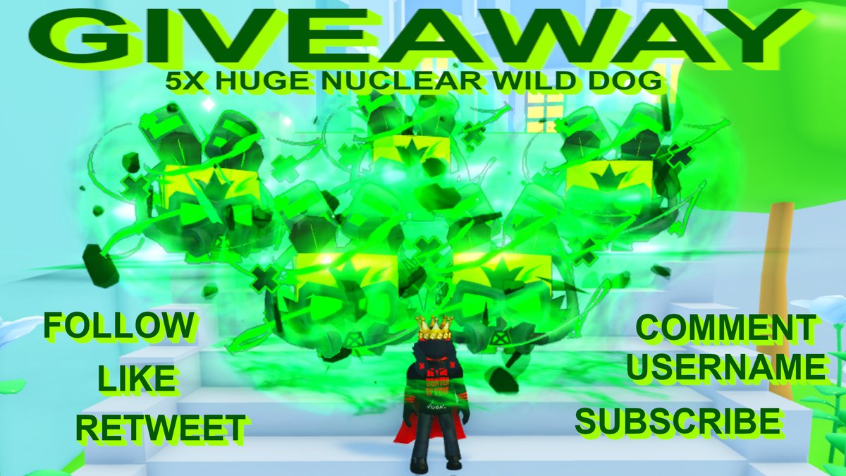😎😎😎GIVEAWAY😎😎😎
>> 5x Huge Nuclear Wild Dog <<

➡️Follow, Like and Retweet
➡️Comment Username
➡️SUB: youtube.com/@sparkleking20

GiveAway ends Sunday, September 1st, 2024

5 Random winners will be selected through Twitterpicker

🍀Good Luck!🍀

#ROBLOX #PetSimulator99 #PS99