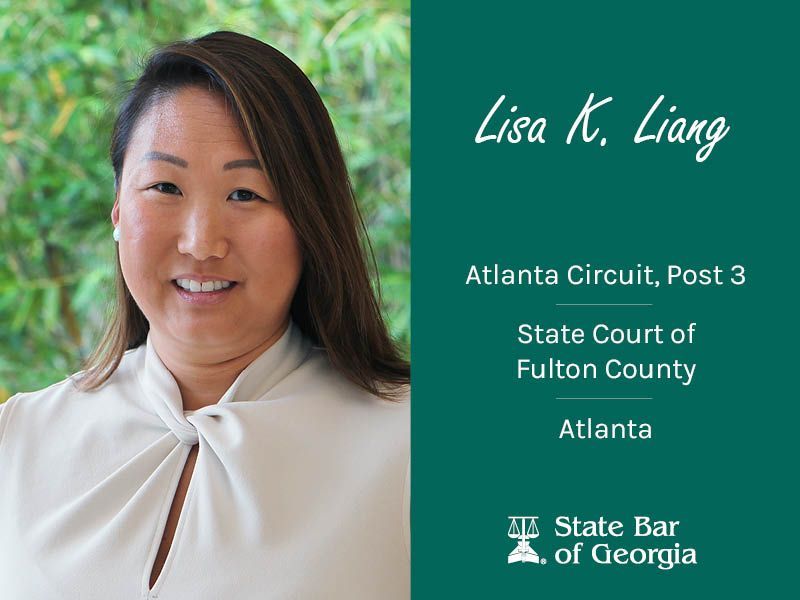 #MeetTheBOG Lisa K. Liang, who represents the Atlanta Circuit, Post 3, practices law at the State Court of Fulton County in Atlanta.