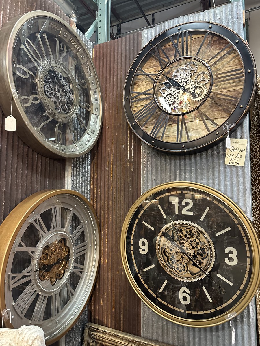 RFWarehouse's tweet photo. TIK TOK! Come check out our awesome selection of new clocks before time runs out! They're all 15% off and many feature visible moving gears and cogs! 

#rarefinds #rarefindswarehouse #denvermodern #denverinteriordesign #denverfurniture #mountainmodern https://t.co/cGV3NxKqyZ