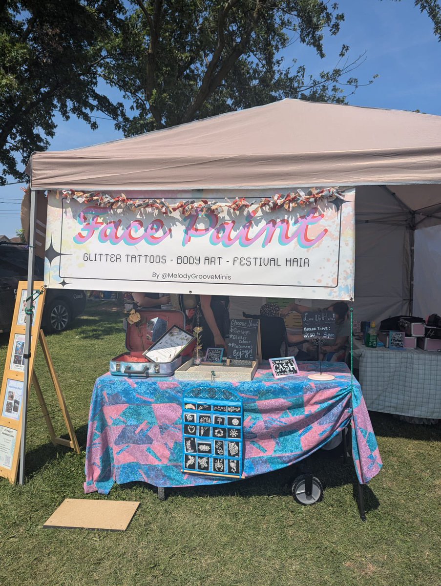 Stop by our face painting station, right beside the pony rides in the commercial area- she’ll be picking back up at 3pm today, and has loads of peachy designs!