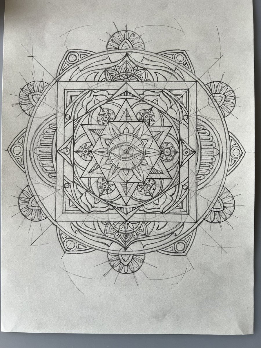 This is one of those mandalas that looks nice when drawn in pencil but I suspect it will become ordinary when inked

We’ll see

#mandala #drawing #pencil