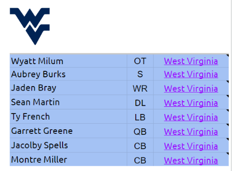 nfldraftfanatc's tweet photo. West Virginia potential 2025 #draftables
#NFLDraft2025 https://t.co/gIBTvKhT49