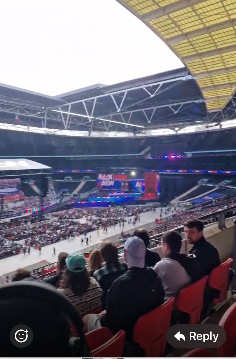 ⁦<a href="/TheJimCornette/">Jim Cornette</a>⁩ ⁦<a href="/GreatBrianLast/">The Great Brian Last</a>⁩ friend is at Wembley for All in.. he sent me this earlier, not a sell out, can still get tickets even when it’s on tv!