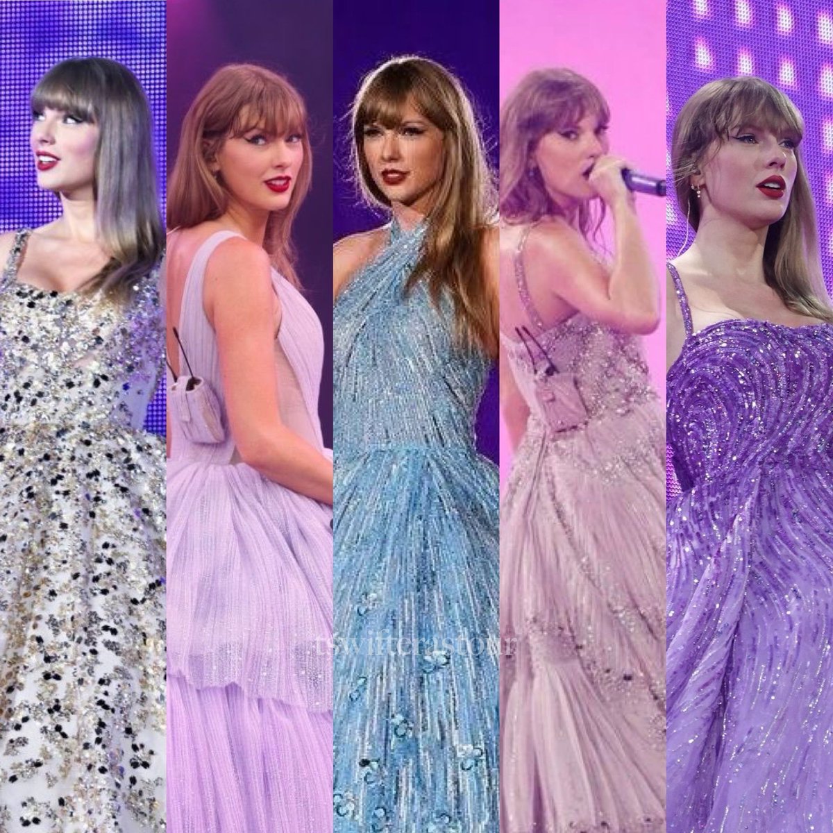 tswifterastour's tweet photo. 🚨| All Taylor Swift's "Speak Now (Enchanted)" era outfits for the European leg of 'The Eras Tour'! 💜 https://t.co/Dbvsp237Pn