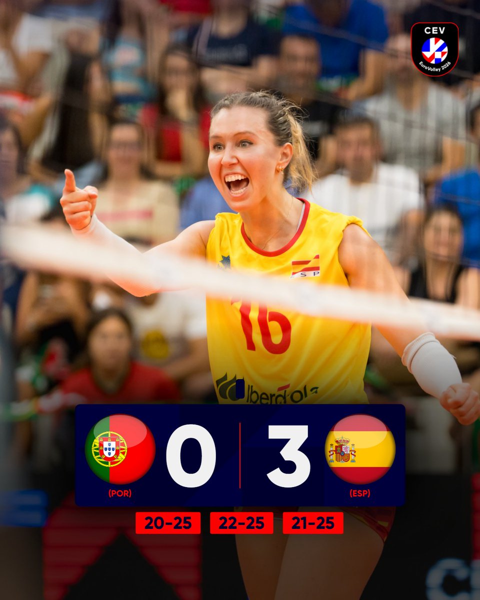 The first victory for Spain 🇪🇸 in this #EuroVolley 2026 Qualification! 👏🏻

📺 Watch the games live on EuroVolley.TV 👉🏼
 link.cev.eu/Subscription 

#volleyball #europeanvolleyball #EuroVolley