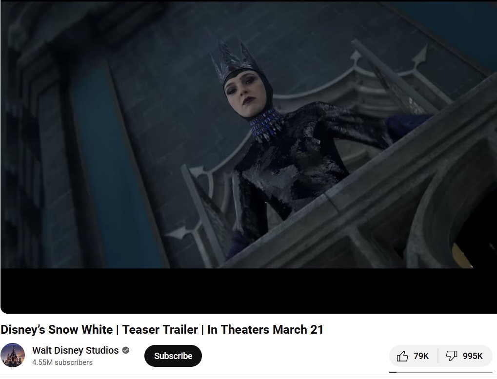 r0thar's tweet photo. @MartinRageTV2 @rachelzegler Double damn. It will be 1 million dislikes before the end of August, 6 months before it hits theaters. https://t.co/BNwY12Q3V2