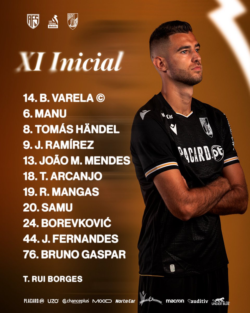 VitoriaSC1922's tweet photo. 📋 | 11 INICIAL - LINE UP
⚔️ O 𝐎𝐍𝐙𝐄 escolhido por Rui Borges
💺: Charles, Maga, Mikel Villanueva, Nélson Oliveira, João Mendes, Alberto, Zé Carlos, Gustavo Silva, Nuno Santos
#EspíritoDeVitória • #LigaPortugal • #AVSVSC https://t.co/gdsVWttEUR