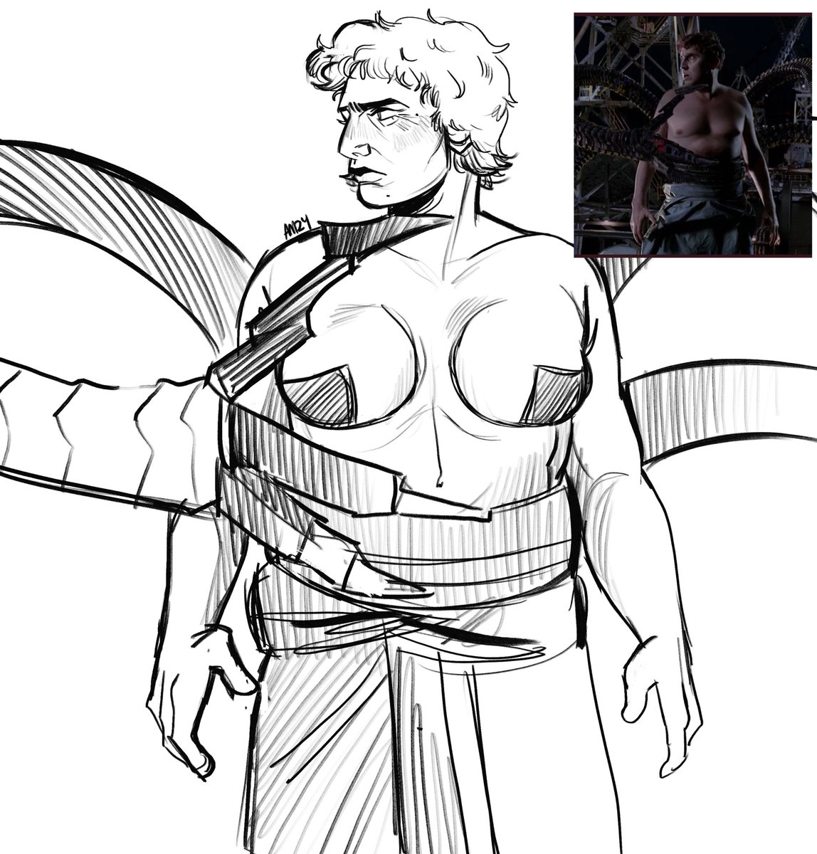 Asiadraws_'s tweet image. Rewatching Spider-Man: no way home and I wanted to draw a butch doc ock cause I use to beee obsessedddd w him #docock #marvel #spiderman #alfredmolina #butchver #nowayhome