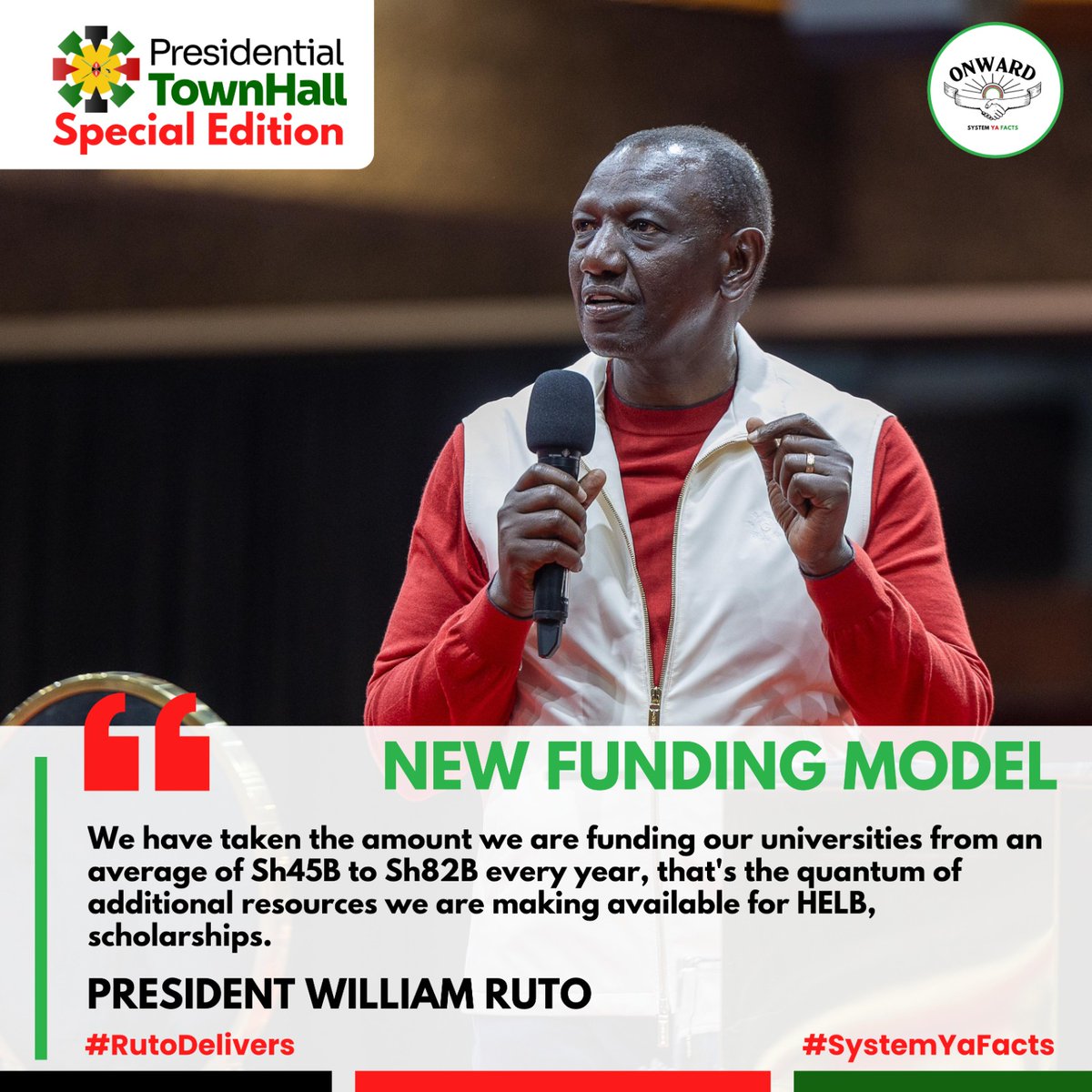 agakuo38's tweet photo. "We have increased the amount we are funding our universities from Sh45 billion to Sh82 billion every year. That’s the quantum of additional resources we are making available for HELB scholarships."
*#PresidentialTownHall*
*New Funding Model*
*#FeesHaveFallen* https://t.co/FPPNd2SDjX