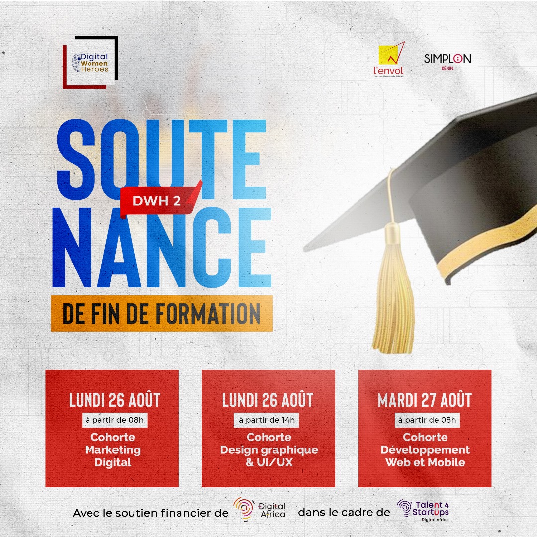 🚨🚨🚨 C'est l'heure des SOUTENANCES ! 

Ce sont 51 jeunes filles réparties en trois filières (Dev web.mobile, graphisme design UI UX, Marketing digital) et 17 porteuses d'idées qui ont participé à ce programme mixte. 

<a href="/DigitalAfrica__/">Digital Africa</a>