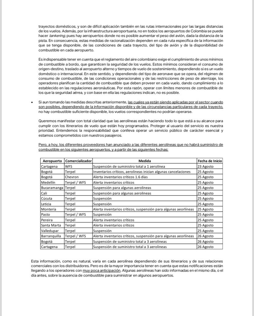 UltimaHoraCR's tweet image. #ATENCIÓN La Asociación de Transporte Aéreo Internacional (@IATA), envió una carta a la @MinTransporteCo, @Maria_Constanz_, por la posible escasez de combustible para aviones en el país.