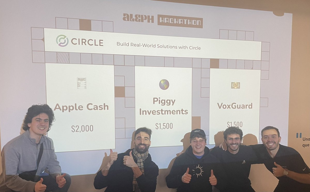 punk6068's tweet photo. The Circle bounty winners at Aleph Hackathon @crecimientoar !! 👀🇦🇷 

Incredible and impact-driven projects/founders here… ⬇️ https://t.co/KqAWUqVNZR