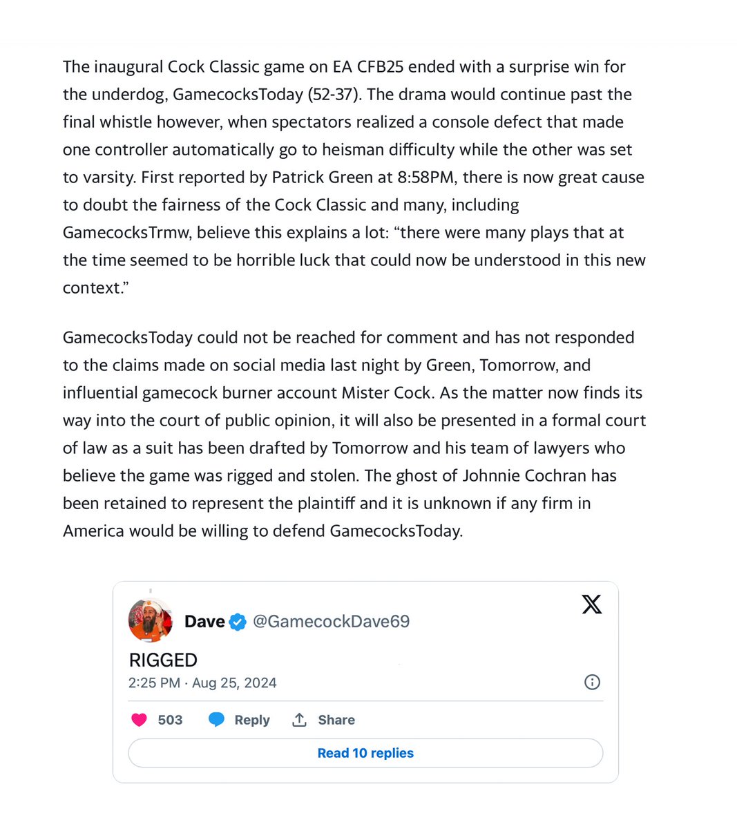 GamecocksTmrw's tweet photo. IMPORTANT READ. WE CANT LET TREACHEROUS GAMECOCKSTODAY GET AWAY WITH THIS https://t.co/oeBU9k02El