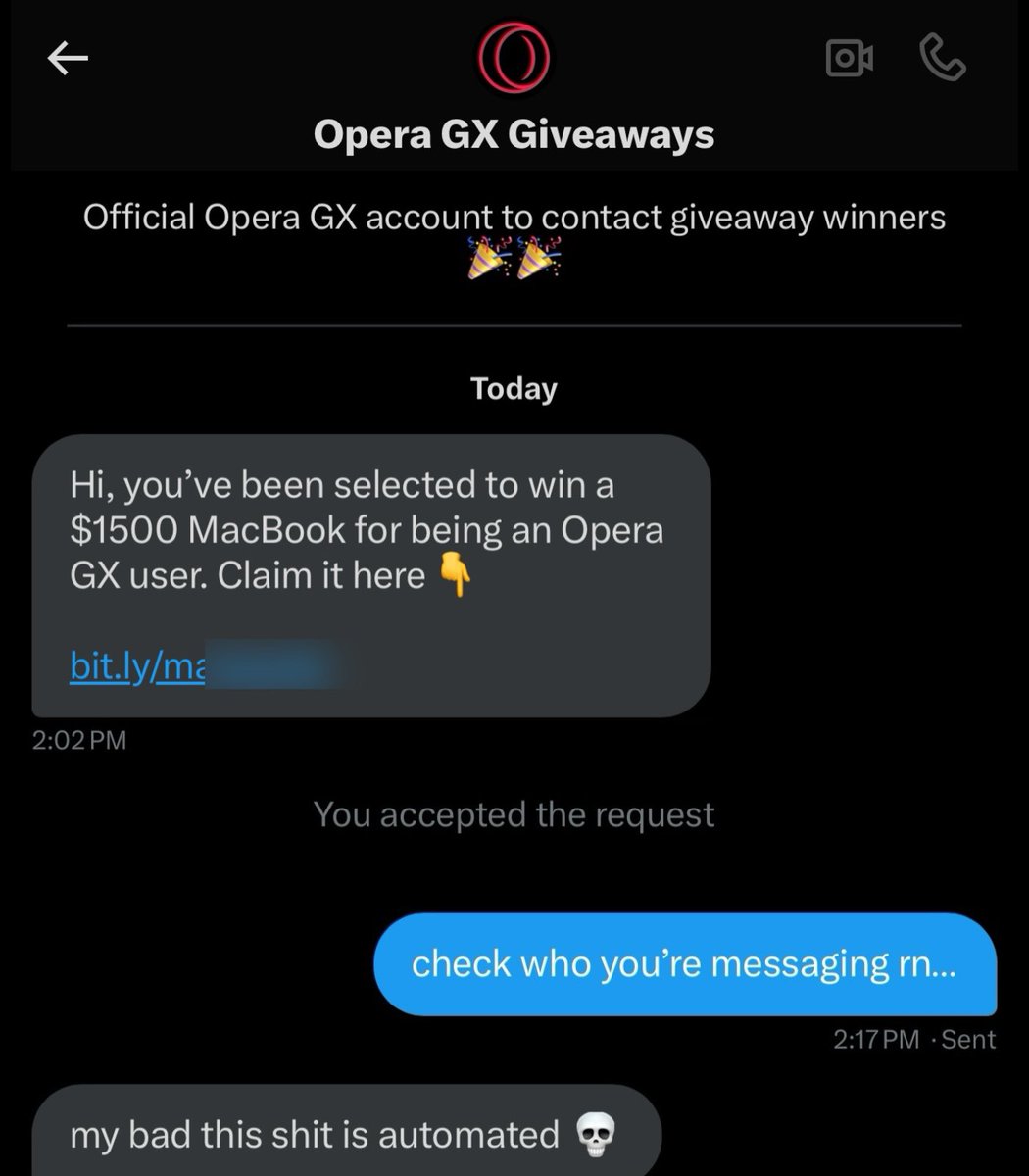 no way he tried scamming the official account 😭