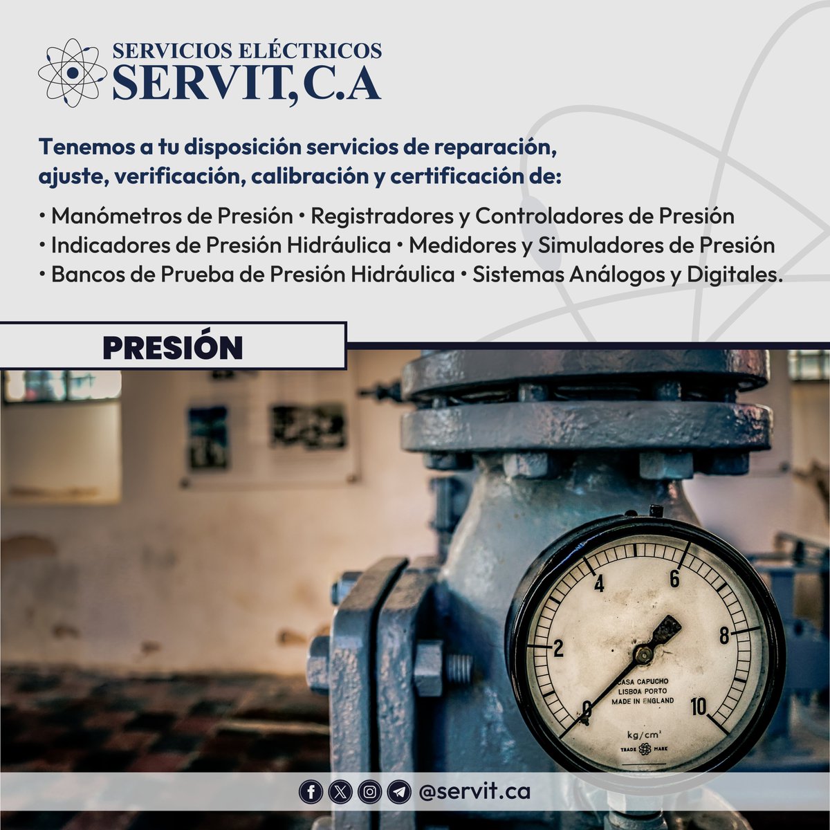 servit_ca's tweet image. En 𝗦𝗲𝗿𝘃𝗶𝗰𝗶𝗼𝘀 𝗘𝗹𝗲́𝗰𝘁𝗿𝗶𝗰𝗼𝘀 𝗦𝗘𝗥𝗩𝗜𝗧, 𝗖.𝗔. Estamos en la capacidad de realizar...

🔆 Revisión y Diagnóstico.
🔆 Mantenimiento General.
🔆 Ajustes y Ensayos Dinámicos.
🔆 Calibración con Equipos Patrones.
🔆 Emisión de... instagram.com/p/C_Ap_7_SRsk/…