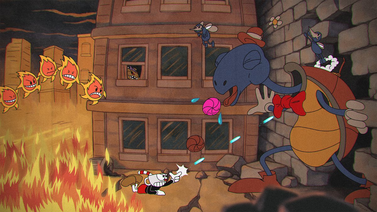 jaquio_x's tweet photo. Did another contra3 fan art in the cuphead style, can you guess the stage ? https://t.co/v8qq93MYng