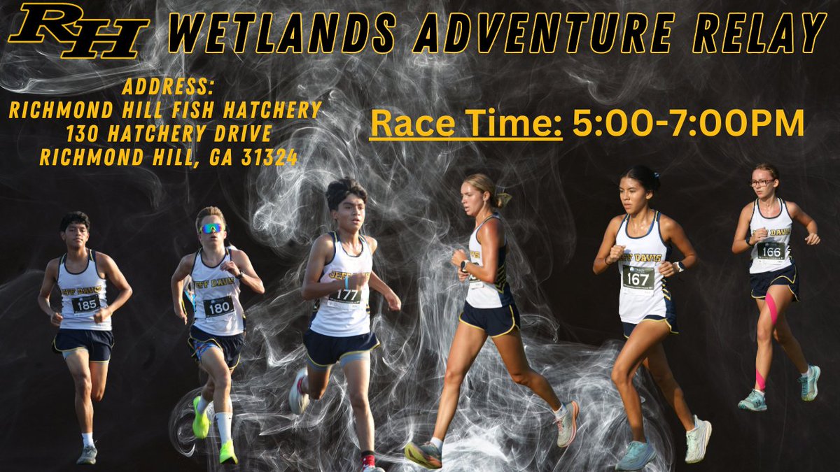 Jeff Davis XC (@jeffdavis_xc) on Twitter photo Good luck to our HS cross country teams as they compete in the Richmond Hill Wetlands Adventure Relay meet today!!!
#invested Good luck to our HS cross country teams as they compete in the Richmond Hill Wetlands Adventure Relay meet today!!!
#invested