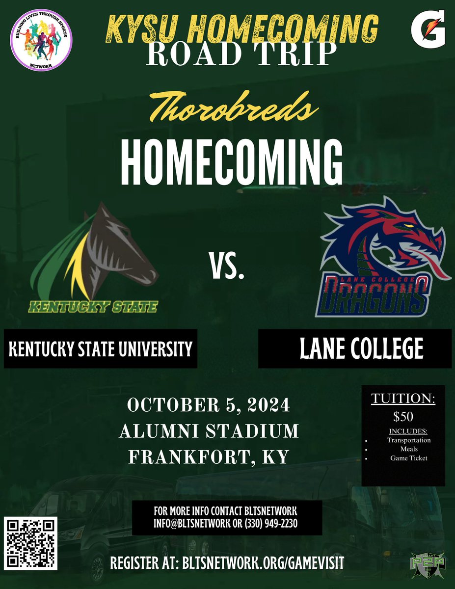 Building Lives Through Sports Network (@blts_network) on Twitter photo ‼️EXPOSURE AND OPPORTUNITY‼️
JOIN US FOR ONE OF OUR UPCOMING COLLEGE GAME DAY ROAD TRIPS
CLICK BELOW FOR MORE INFORMATION!!
bltsnetwork.org/gamevisit
<a href="/NUFBFamily/">Northwestern Football</a> <a href="/MiamiOHFootball/">Miami Football</a> <a href="/VSUsports/">VSU Athletics</a> <a href="/GoTigers_FB/">Benedict College Football</a> <a href="/GoBearcatsFB/">Cincinnati Football</a> <a href="/EIU_FB/">Eastern Illinois Football</a> <a href="/SEMOfootball/">SEMO Football</a> <a href="/KYSUFB/">Kentucky State University Football</a> @Lane_Football ‼️EXPOSURE AND OPPORTUNITY‼️
JOIN US FOR ONE OF OUR UPCOMING COLLEGE GAME DAY ROAD TRIPS
CLICK BELOW FOR MORE INFORMATION!!
bltsnetwork.org/gamevisit
<a href="/NUFBFamily/">Northwestern Football</a> <a href="/MiamiOHFootball/">Miami Football</a> <a href="/VSUsports/">VSU Athletics</a> <a href="/GoTigers_FB/">Benedict College Football</a> <a href="/GoBearcatsFB/">Cincinnati Football</a> <a href="/EIU_FB/">Eastern Illinois Football</a> <a href="/SEMOfootball/">SEMO Football</a> <a href="/KYSUFB/">Kentucky State University Football</a> @Lane_Football